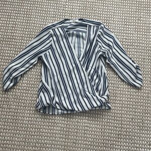 Beacon Navy and White Striped Top